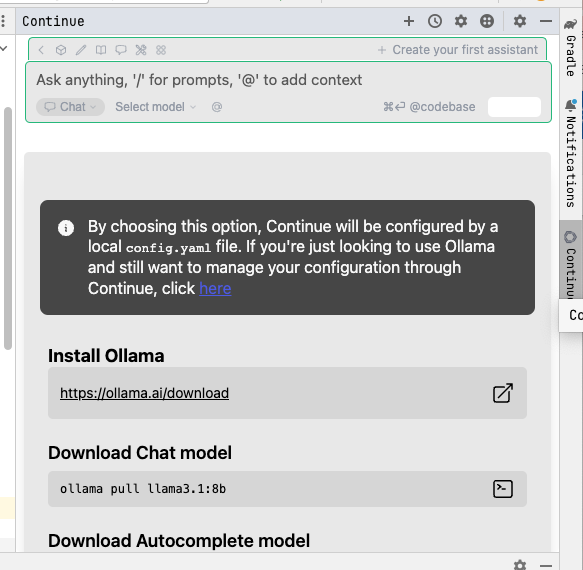 Cài đặt Continue trên IntelliJ IDE
