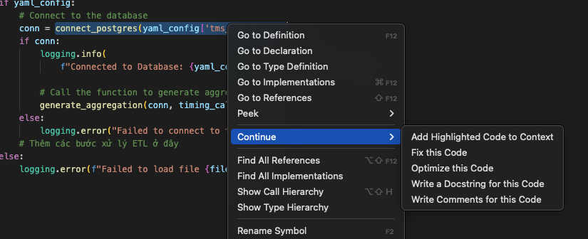 How to use Continue to suggest code
