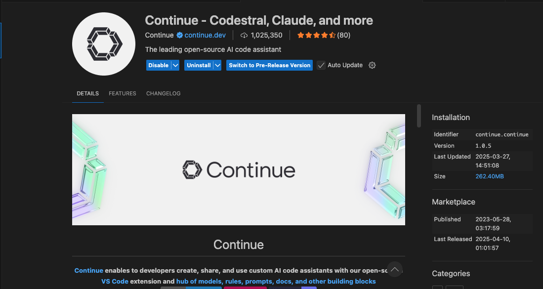 Install Continue on VSCode